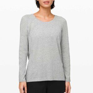 Lululemon Emerald Long Sleeve Heathered Core Light Grey 8 top shirt crew